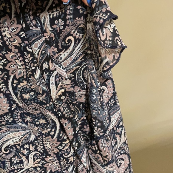 SUNDRESS blouson sundress Ruffled belted high low, casual vintage paisley Small - Picture 9 of 17